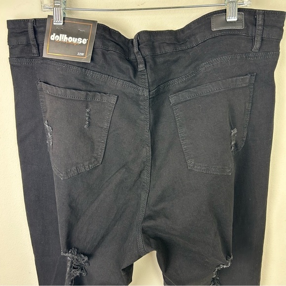 NWT Dollhouse high-rise skinny black distressed jeans size: 22W - Picture 11 of 14